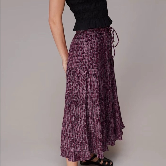 Whistles Multicolour Twist Dot Print Skirt Size 4 Midi Length Purple Viscose - Picture 1 of 8